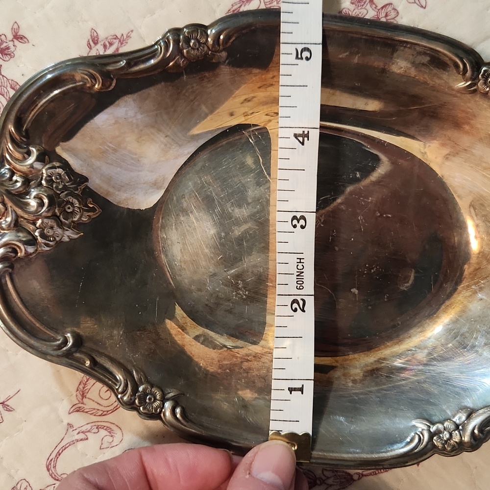 Vintage Silver Plated Small Trinket Tray Candy Dish Floral - Picture 10 of 10